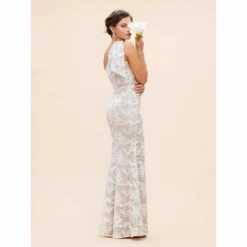 Dress The Population Genevieve Gown -Dress The Population Sales Store GENEVIEVE DDR437 K194 WHITE 4 BRIDAL