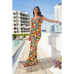 Dress The Population Giovanna Gown -Dress The Population Sales Store GIOVANNA DDRC87 K709 TANGELOMULTI A