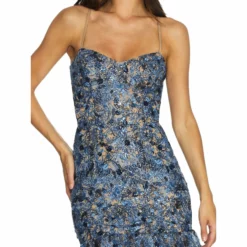 Dress The Population Jill Dress -Dress The Population Sales Store JILL DDR399 K217 MINERAL BLUE MULTI 3