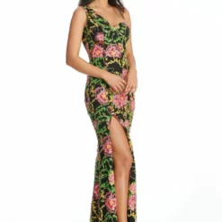 Dress The Population Magdalynn Gown -Dress The Population Sales Store MAGDALYNN DDRH69 K946 FUCHSIAMULTI 2 scaled