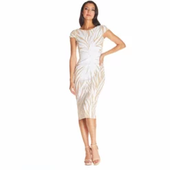Dress The Population Marcella Dress -Dress The Population Sales Store MARCELLAJ DDR601 K312 OFFWHITE NUDE 1A