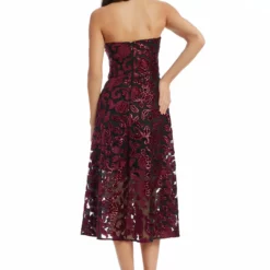 Dress The Population Sadie Dress -Dress The Population Sales Store SADIE DDR273 K968 BURGUNDY BLACK 04 scaled
